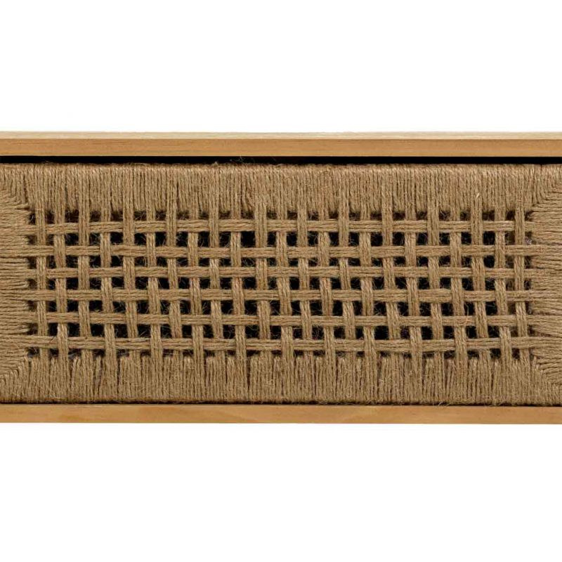Meuble TV bohème en bois naturel et corde tressée 130x36x45 cm Marena  - 5