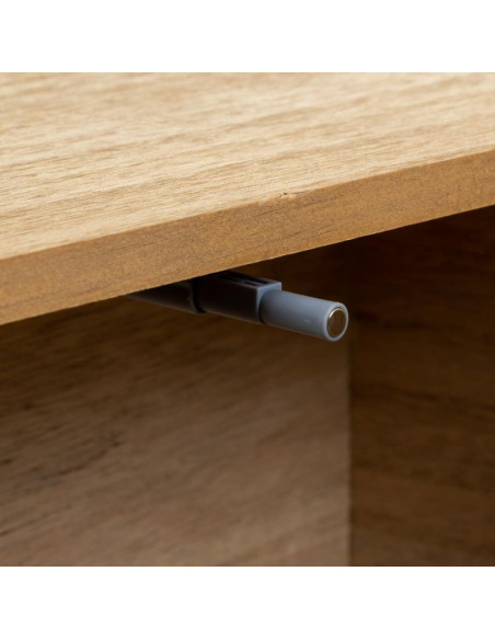 Meuble TV bohème en bois naturel et corde tressée 130x36x45 cm Marena  - 6