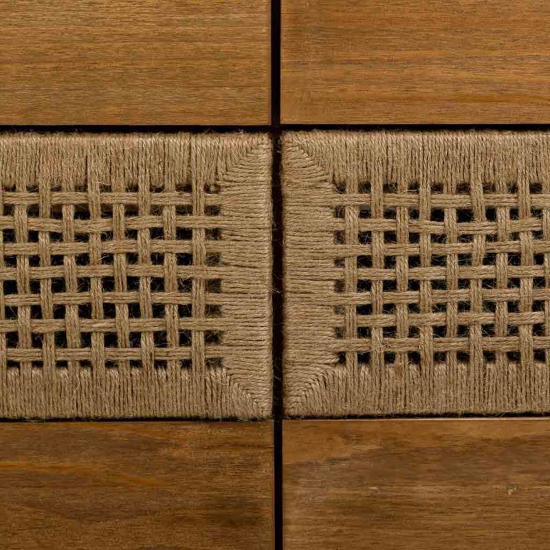 Commode 6 tiroirs bois naturel et corde tressée 80x36x75 cm Marena  - 7