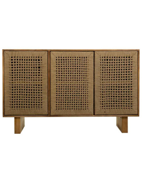 Buffet 3 portes bois naturel et corde tressée 120x36x75 cm Marena  - 2