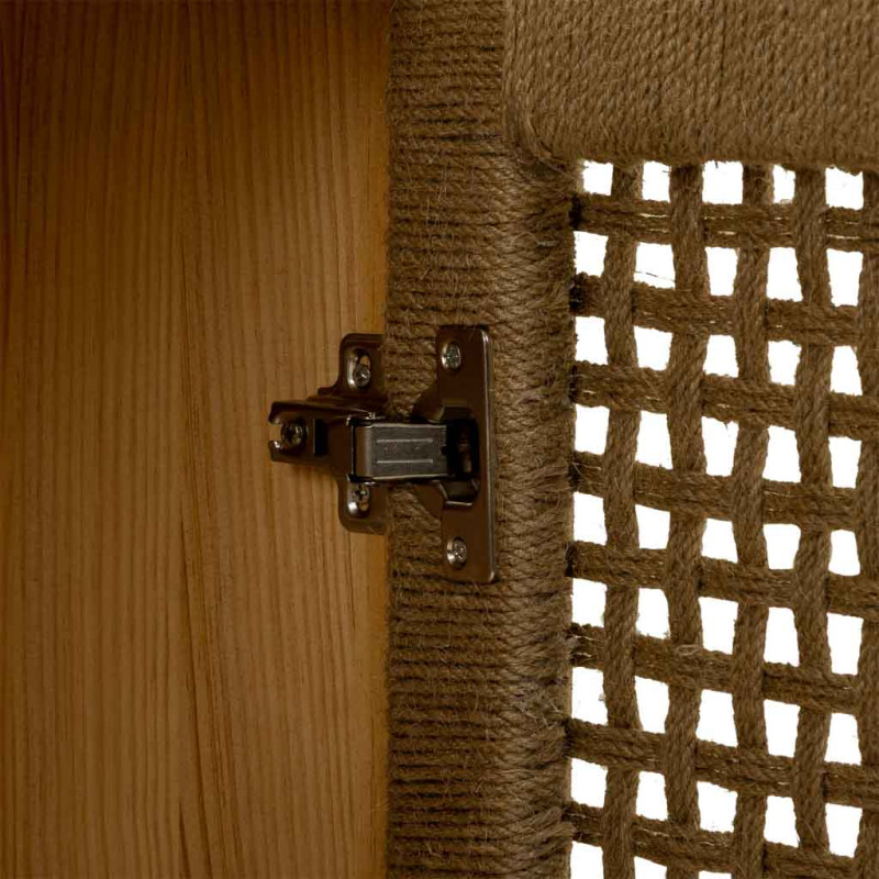 Buffet 3 portes bois naturel et corde tressée 120x36x75 cm Marena  - 6