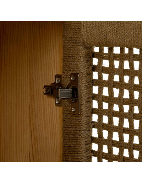 Buffet 3 portes bois naturel et corde tressée 120x36x75 cm Marena  - 6