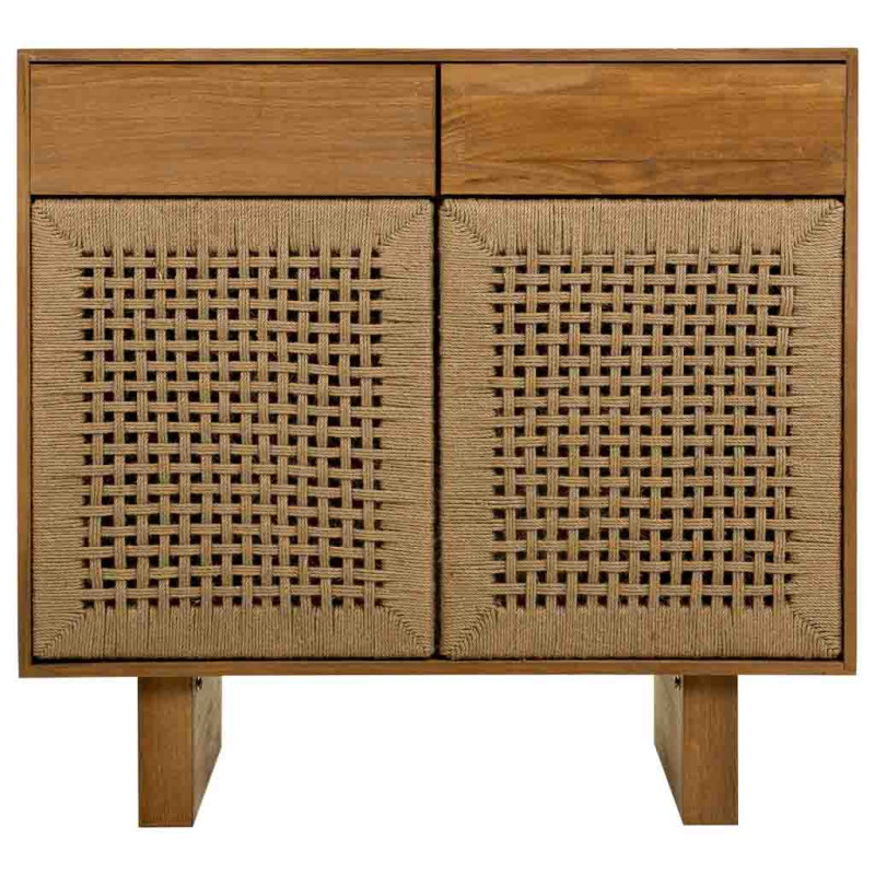 Buffet 2 portes 2 tiroirs bois brun miel 80x36x75 cm Marena  - 2
