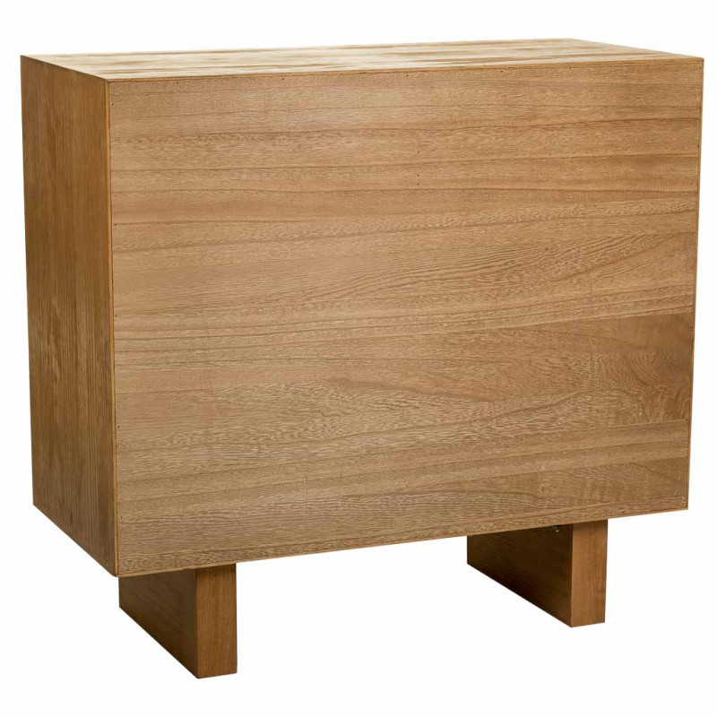 Buffet 2 portes 2 tiroirs bois brun miel 80x36x75 cm Marena  - 4