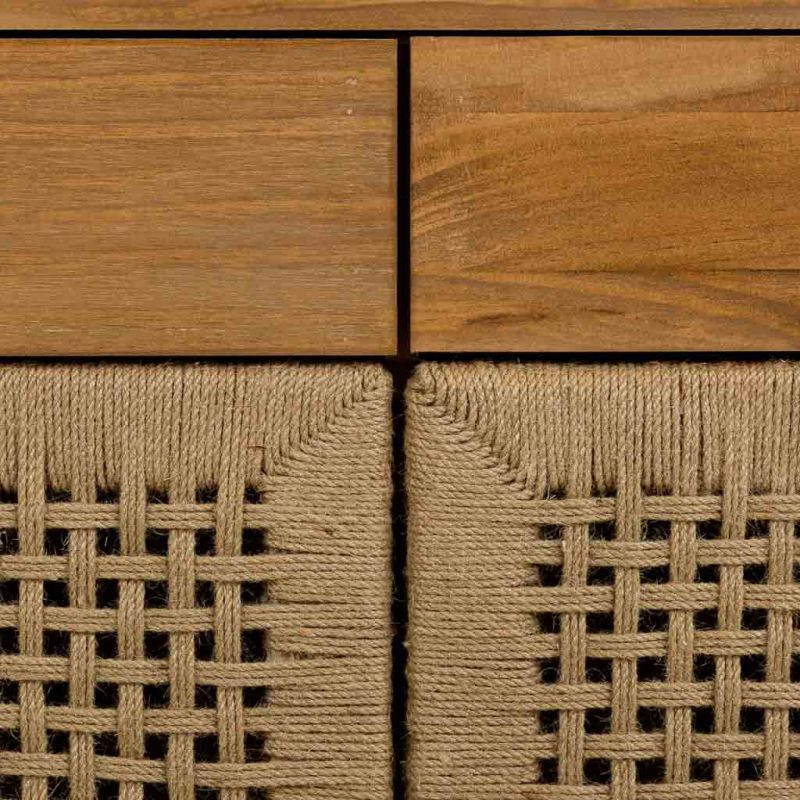 Buffet 2 portes 2 tiroirs bois brun miel 80x36x75 cm Marena  - 6