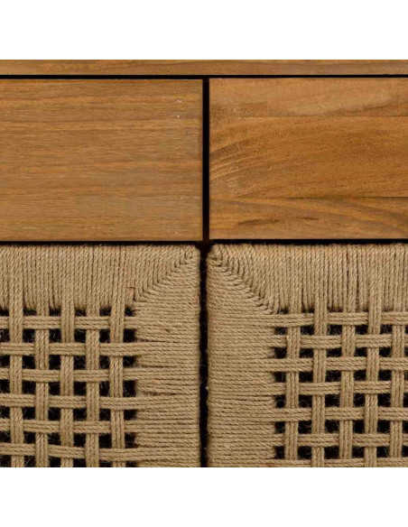 Buffet 2 portes 2 tiroirs bois brun miel 80x36x75 cm Marena  - 6