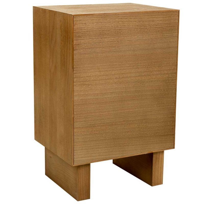 Table de chevet 3 tiroirs bois brun et corde 45x36x55 cm Marena  - 4