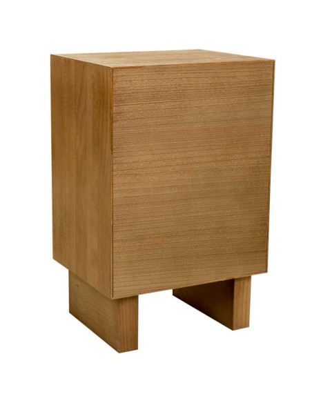 Table de chevet 3 tiroirs bois brun et corde 45x36x55 cm Marena  - 4