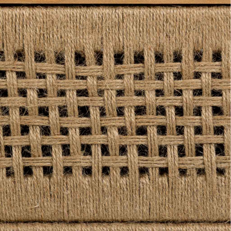 Table de chevet 3 tiroirs bois brun et corde 45x36x55 cm Marena  - 6