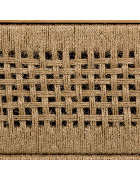 Table de chevet 3 tiroirs bois brun et corde 45x36x55 cm Marena  - 6