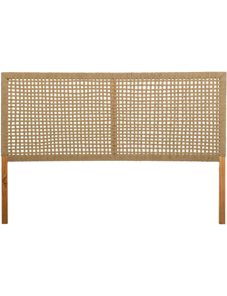 Tête de lit bois brun et corde tressée 160x3x110 cm Marena  - 1