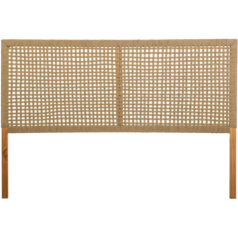 Tête de lit bois brun et corde tressée 160x3x110 cm Marena  - 1