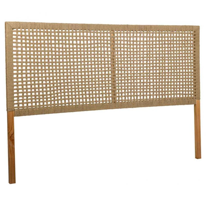Tête de lit bois brun et corde tressée 160x3x110 cm Marena  - 2