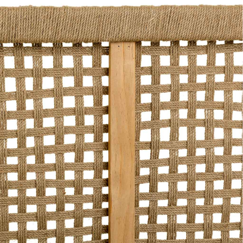 Tête de lit bois brun et corde tressée 160x3x110 cm Marena  - 5