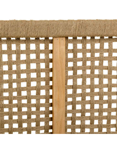 Tête de lit bois brun et corde tressée 160x3x110 cm Marena  - 5