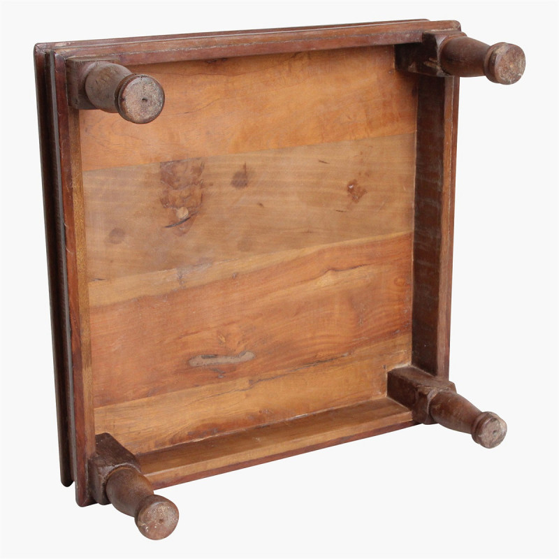Table basse indienne carrée en bois recyclé brun 46x46x18 cm Factory Raw Materials - 7