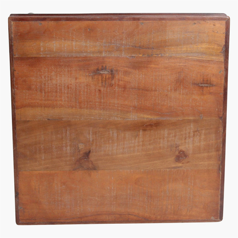 Table basse indienne carrée en bois recyclé brun 46x46x18 cm Factory Raw Materials - 6