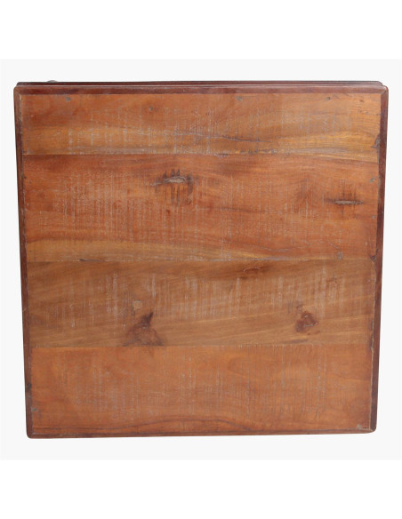 Table basse indienne carrée en bois recyclé brun 46x46x18 cm Factory Raw Materials - 6