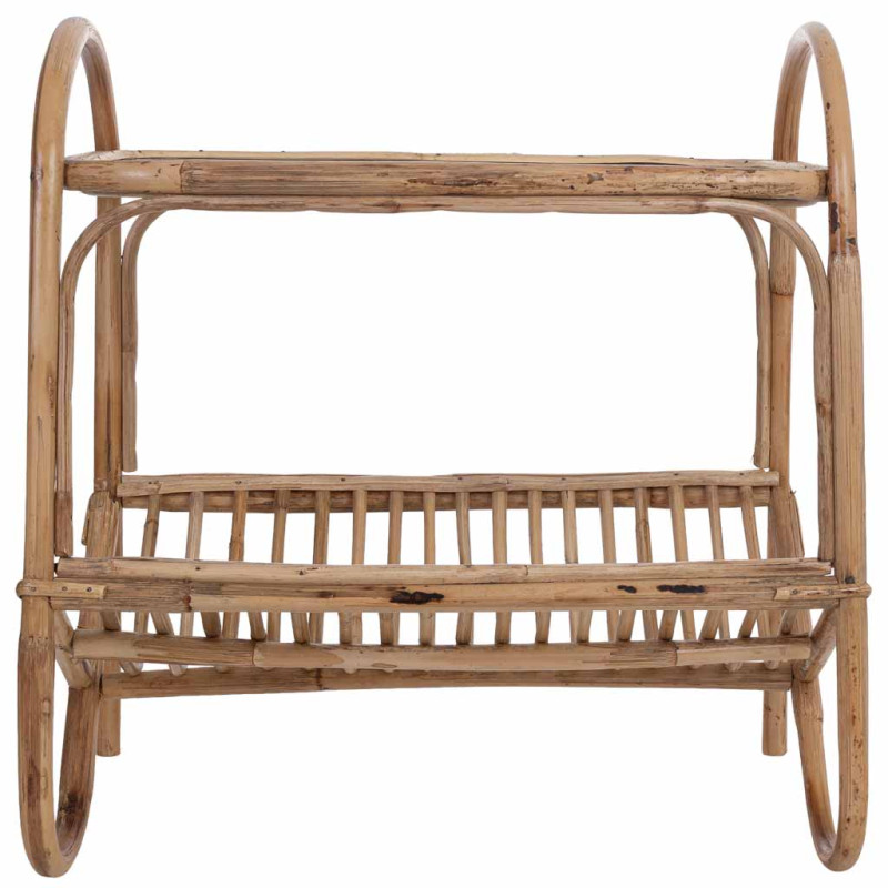 Table d'appoint bohème en canne brune et verre 45x30x50 cm Herena  - 2