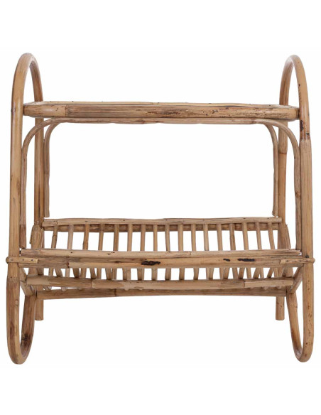 Table d'appoint bohème en canne brune et verre 45x30x50 cm Herena  - 2