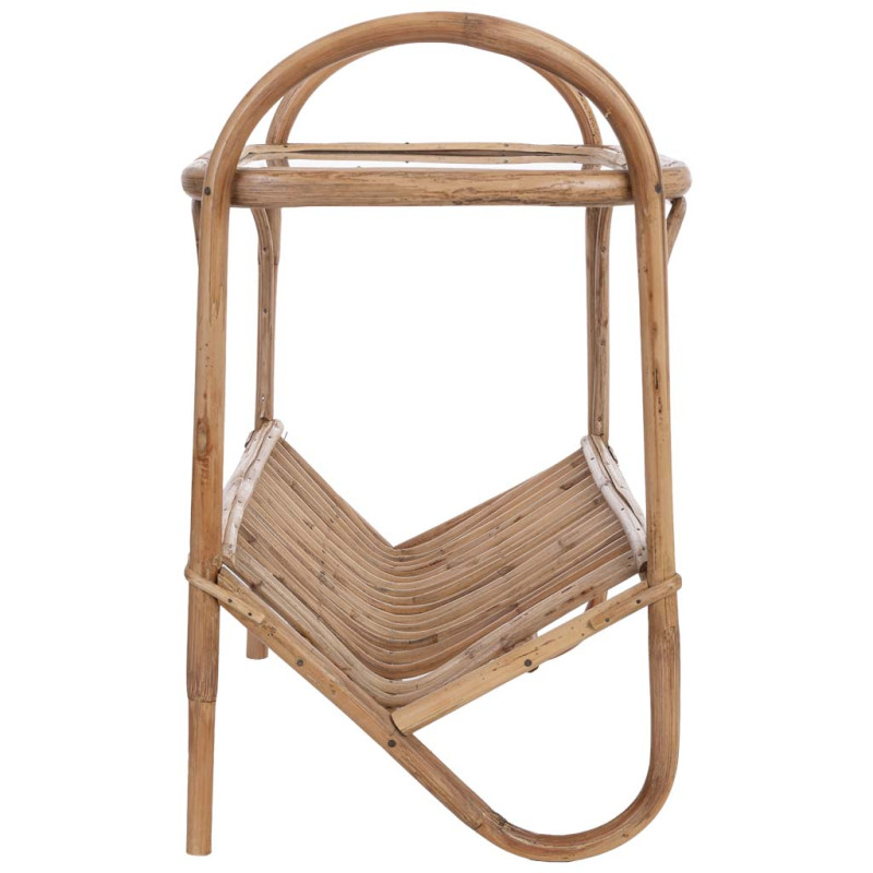 Table d'appoint bohème en canne brune et verre 45x30x50 cm Herena  - 3