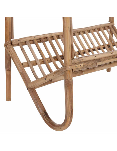 Table d'appoint bohème en canne brune et verre 45x30x50 cm Herena  - 5