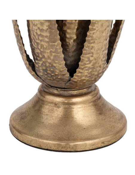 Table d'appoint haute Art déco en fer doré antique et verre 50x50x85 cm Cirela  - 5