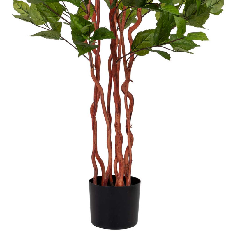 Hibiscus artificiel rouge en tissu polyester 40x30x150 cm Rileno  - 5