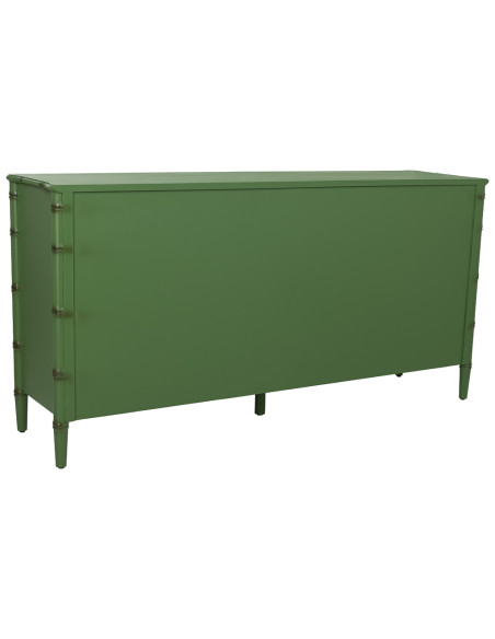 Buffet 4 portes Art déco vert à façades en rotin 178,5x45,5x89 cm Delaruna  - 4