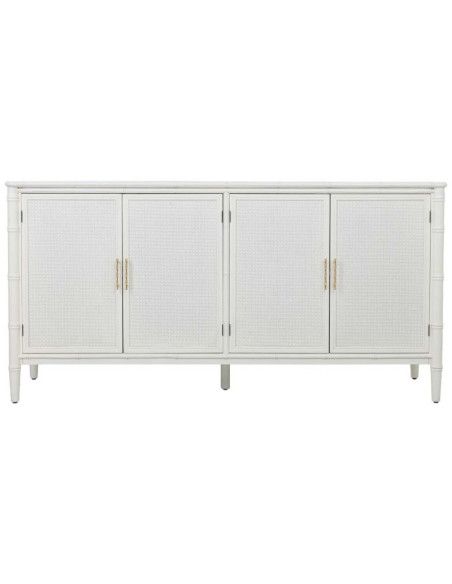 Buffet 4 portes blanc et rotin 178,5x45,5x89 cm Delaruna  - 3