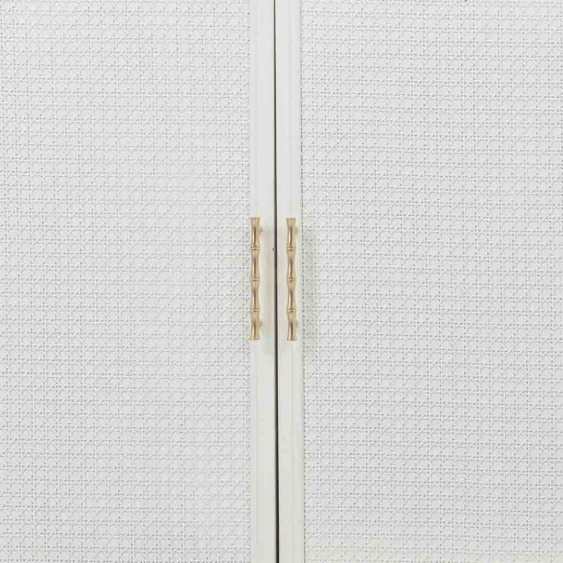 Buffet 4 portes blanc et rotin 178,5x45,5x89 cm Delaruna  - 6