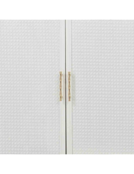 Buffet 4 portes blanc et rotin 178,5x45,5x89 cm Delaruna  - 6