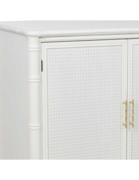 Buffet 4 portes blanc et rotin 178,5x45,5x89 cm Delaruna  - 7