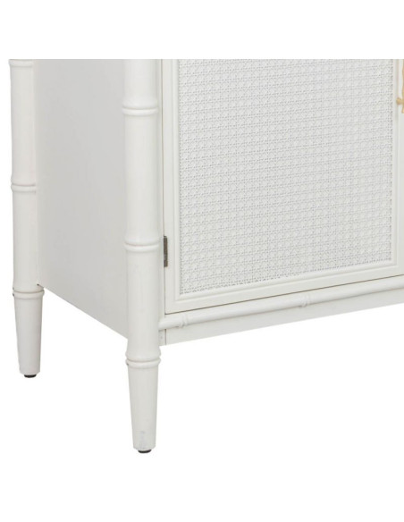 Buffet 4 portes blanc et rotin 178,5x45,5x89 cm Delaruna  - 8