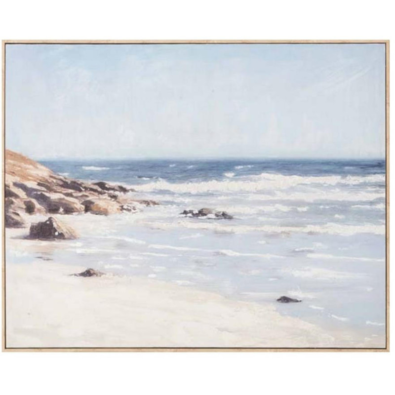 Tableau bord de mer bleu peint à l’huile 80x100 cm Faliro Ixia - 1