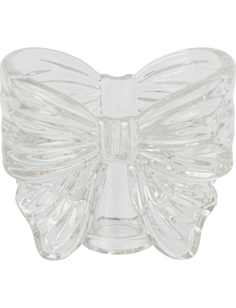 Bougeoir nœud ruban verre transparent 10x6,1x8,4 cm Eerum J-Line - 1