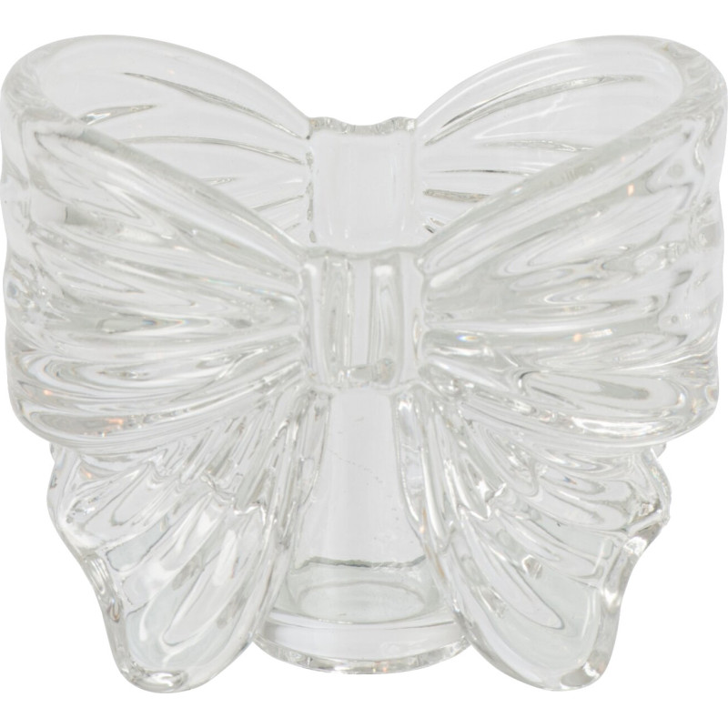 Bougeoir nœud ruban verre transparent 10x6,1x8,4 cm Eerum J-Line - 1