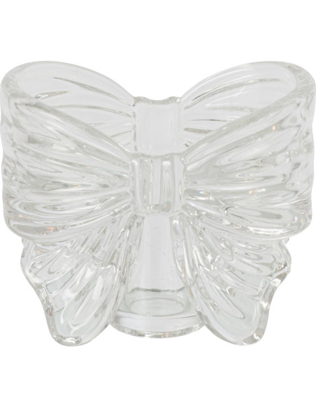 Bougeoir nœud ruban verre transparent 10x6,1x8,4 cm Eerum J-Line - 1