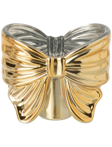 Bougeoir nœud ruban verre doré 10x6,1x8,4 cm Eerum J-Line - 1