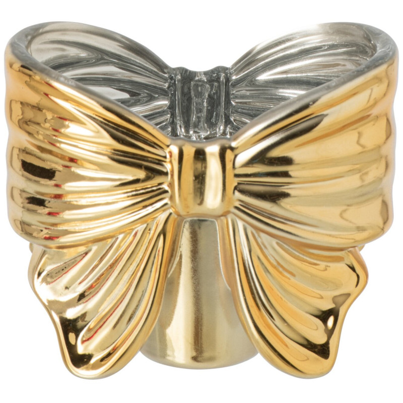 Bougeoir nœud ruban verre doré 10x6,1x8,4 cm Eerum J-Line - 1