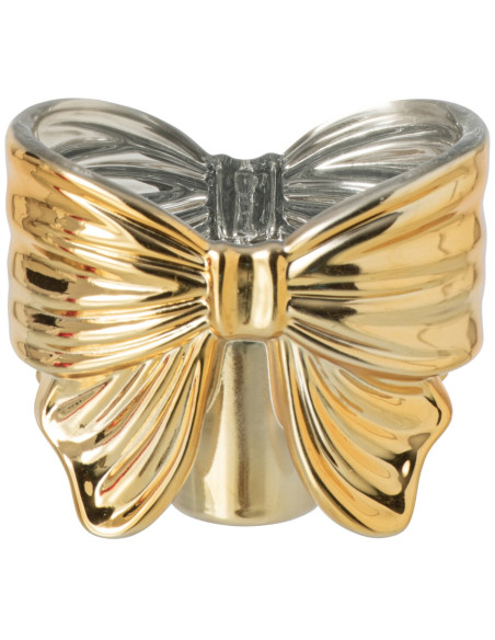 Bougeoir nœud ruban verre doré 10x6,1x8,4 cm Eerum J-Line - 1