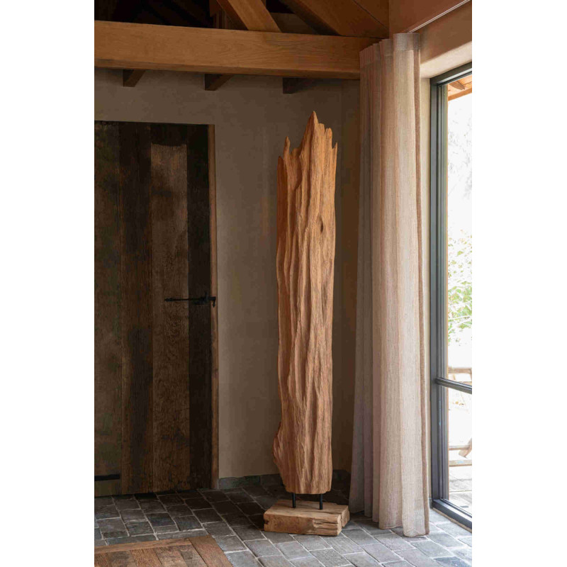 Grande sculpture en teck naturel sur socle 183 cm Ijfek J-Line - 2