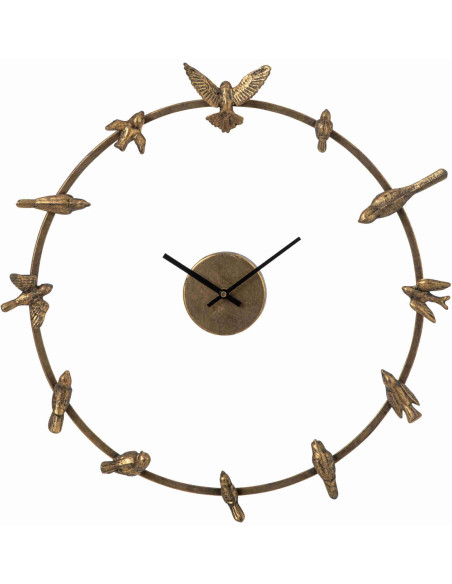 Horloge murale oiseaux en métal doré 57 cm Hefek J-Line - 1