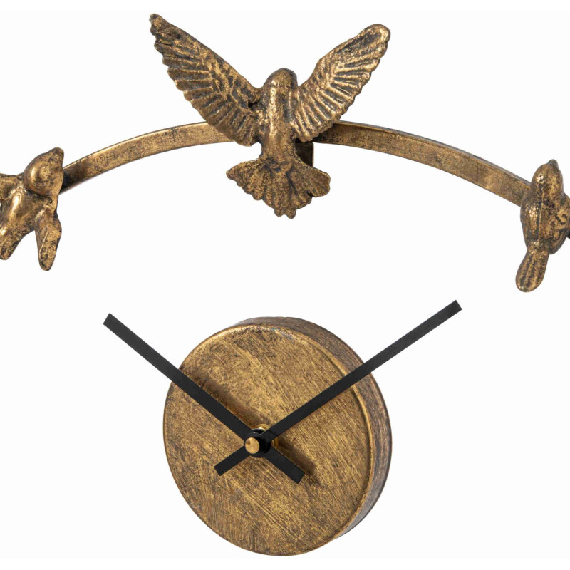 Horloge murale oiseaux en métal doré 57 cm Hefek J-Line - 2