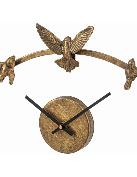 Horloge murale oiseaux en métal doré 57 cm Hefek J-Line - 2