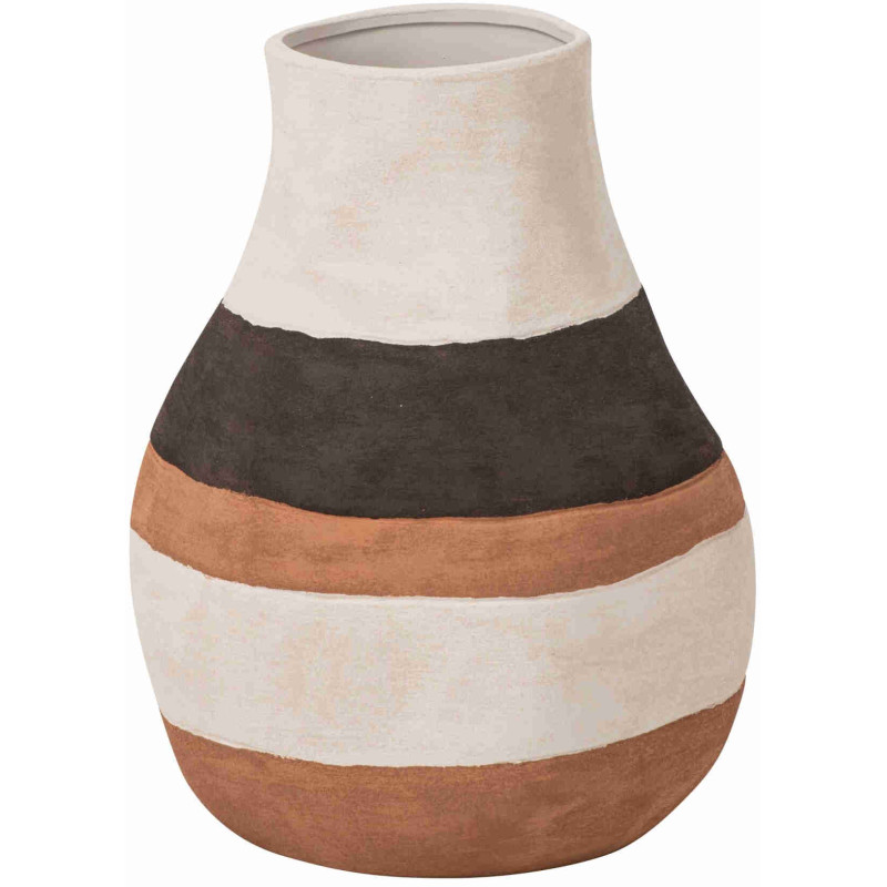 Grand vase en grès rayé terracotta 39,5 cm Gawun J-Line - 1