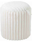 Pouf coffre rond en fausse fourrure blanche 40x40x42 cm Dozel