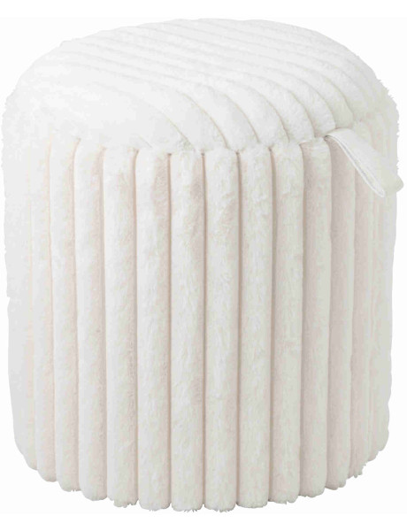 Pouf coffre rond en fausse fourrure blanche 40x40x42 cm Dozel J-Line - 1