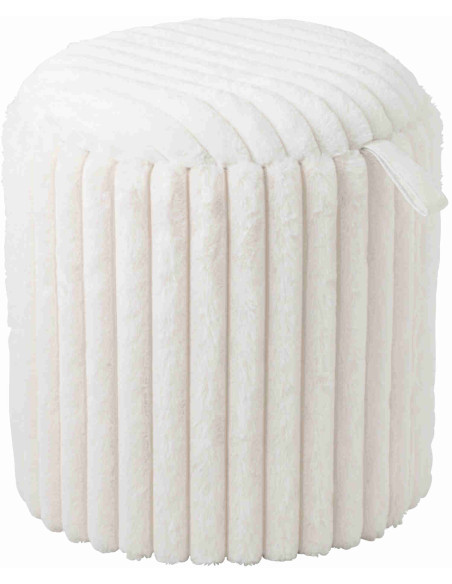 Pouf coffre rond en fausse fourrure blanche 40x40x42 cm Dozel J-Line - 1