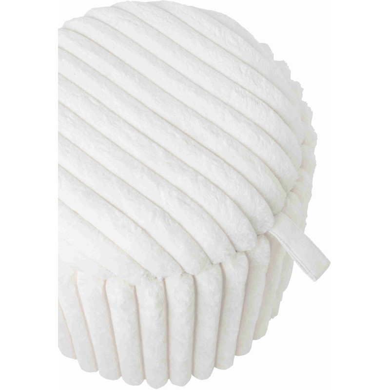 Pouf coffre rond en fausse fourrure blanche 40x40x42 cm Dozel J-Line - 4